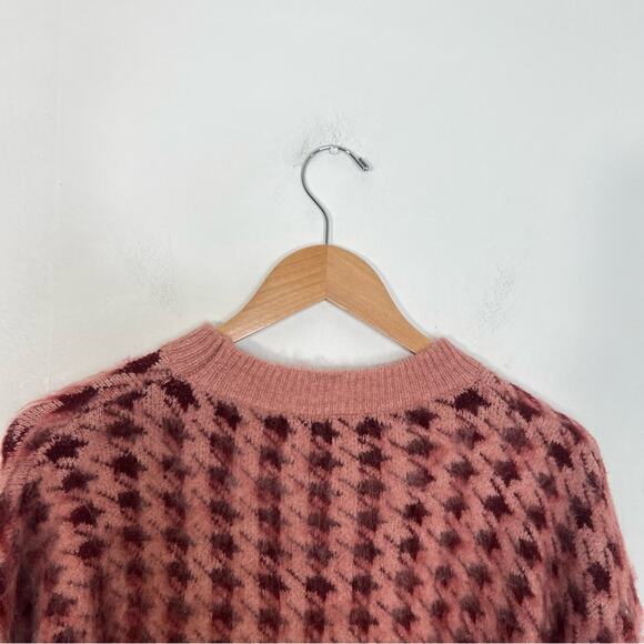 Pinch Pink Red Houndstooth Oversized Sweater Size Large NWT - Picture 8 of 13